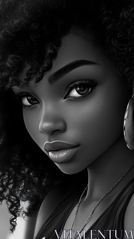 Monochrome digital portrait captures intense youthful gaze