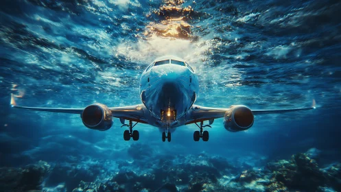 Jetliner swims beneath sapphire waves and bends all logic