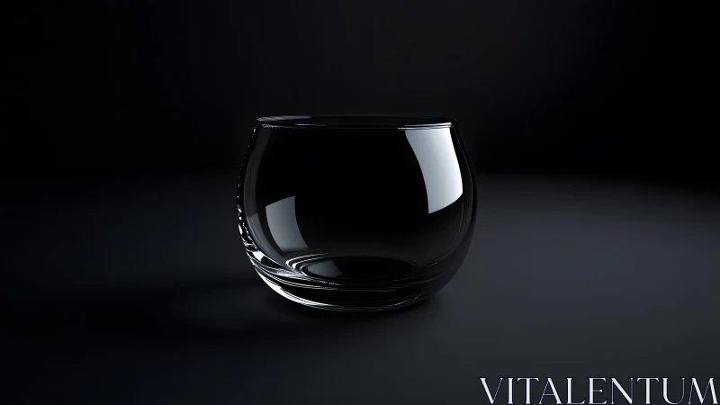 Minimalist empty glass bowl on dark background, moody lighting.