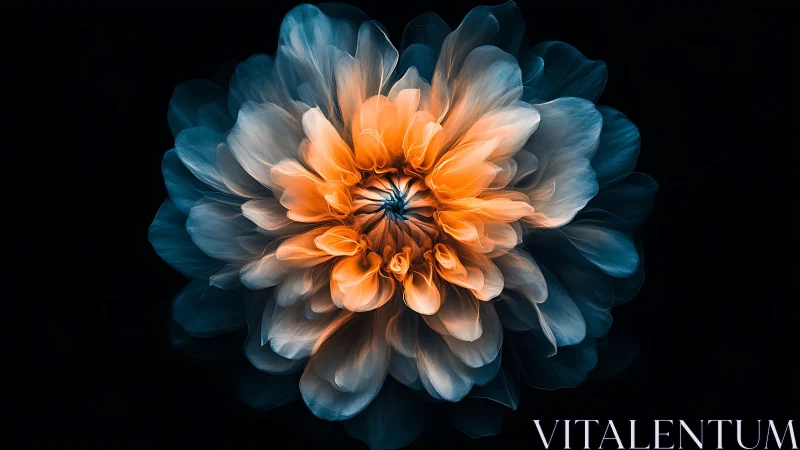 Luminous Flower in Motion: A Dance of Orange and Teal.