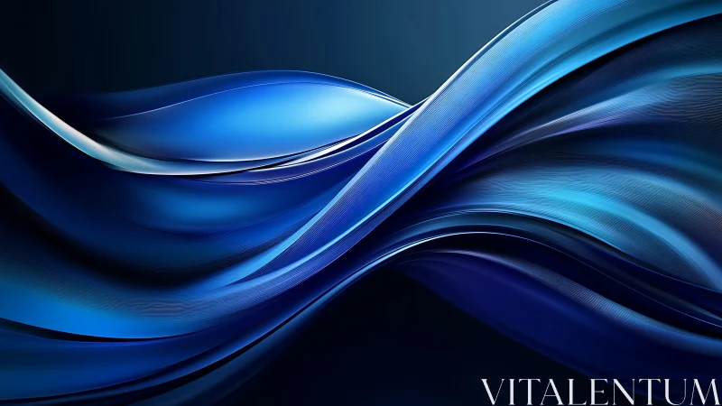 Midnight sapphire waves curl through liquid digital silk.