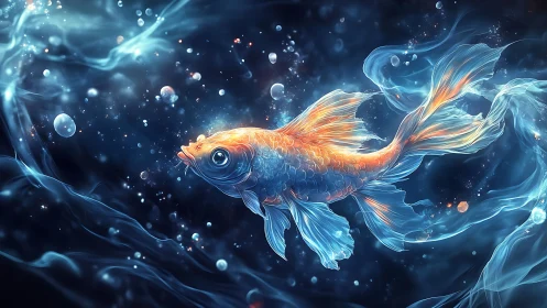 Luminous koi drifting through ethereal cosmic waters.