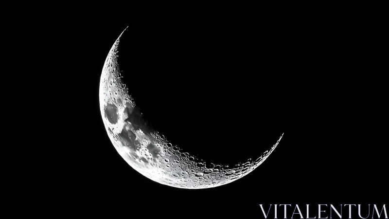 Crescent moon close-up with sharply defined craters.