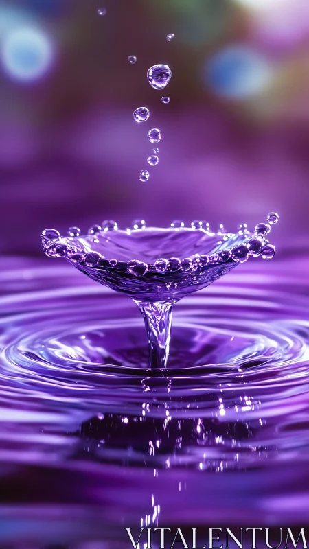 High-speed capture of purple liquid crown and secondary droplet dynamics.