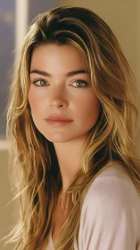 Calm portrait of young woman with soft natural lighting.