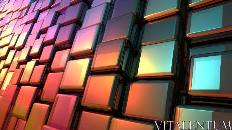 Glossy 3D Cubes Pattern with Vibrant Gradient Colors, Abstract Art. Glossy 3D Cubes Pattern with Vibrant Gradient Colors, Abstract Art.