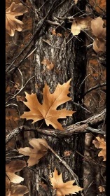 Gold leaves linger like quiet embers on bark and branches