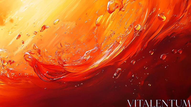 High-energy orange liquid dynamics with refractive droplets and motion