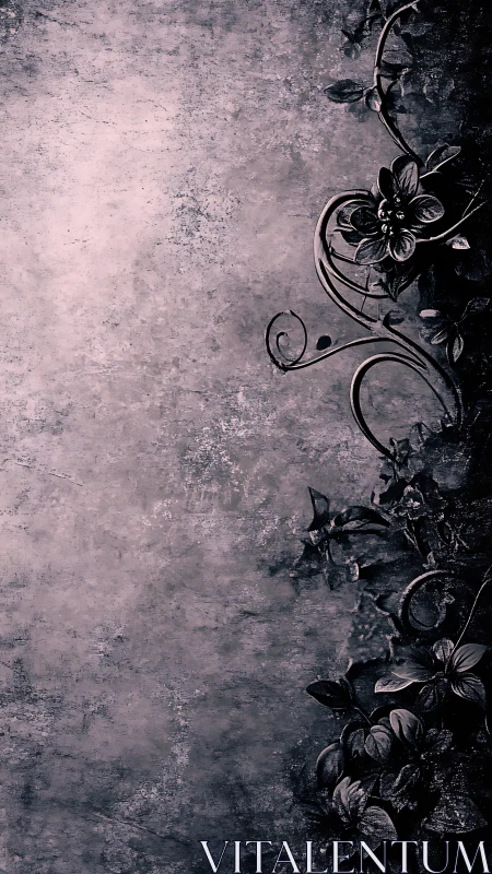 Nocturne vines curling over weathered twilight wall.