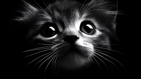 Wide-Eyed Wonder: A Cat's Captivating Gaze.