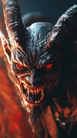 Horned inferno warden snarling through molten shadows.