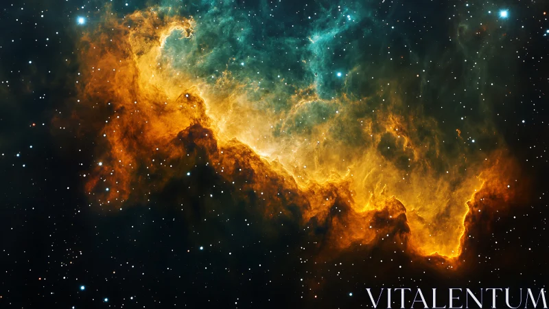 Nebula shows bright ionized gas front against dense starfield