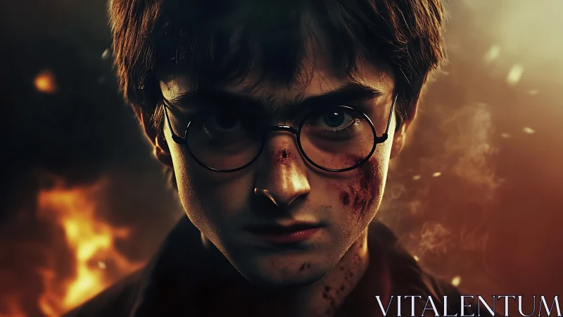 Young man with glasses stares forward in dramatic closeup