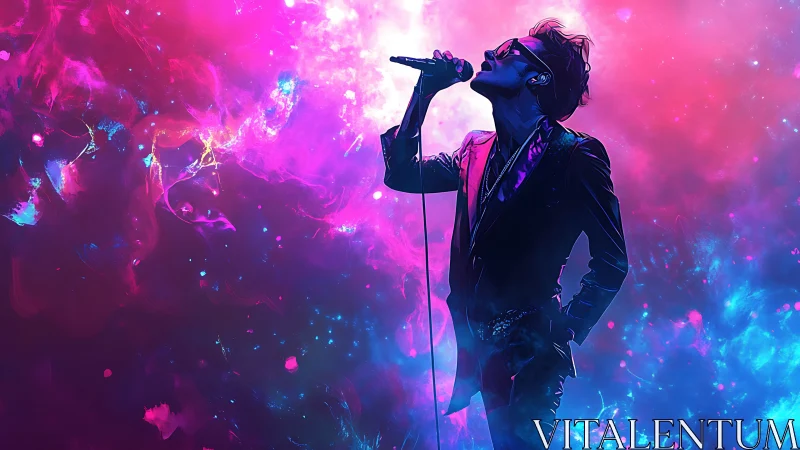 Neon storm crooner ignites a cosmic, electric stage dream.