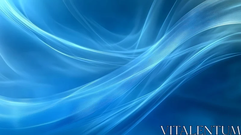 Flowing Blue Abstract Waves in Soft Digital Art Style.