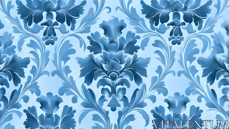 Elegant blue floral damask pattern with intricate vintage style.