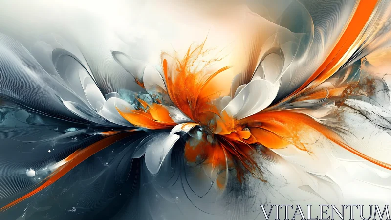 Abstract orange and white digital bloom in motion.