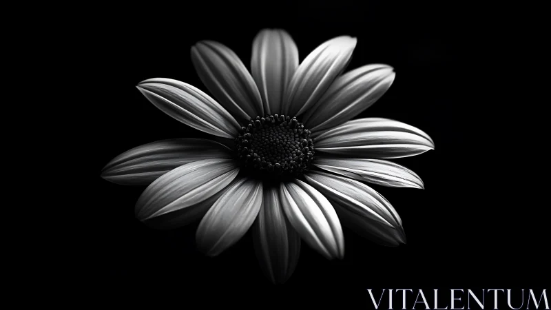 Monochrome Daisy Against Black Background.