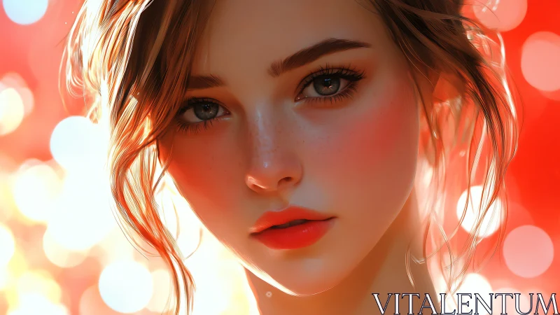 Digital portrait study with luminous bokeh background focus.