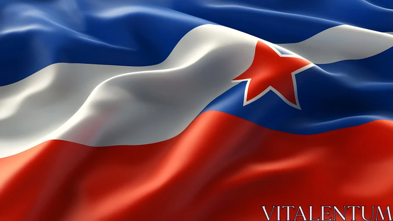 Tricolor national flag with central red outlined star emblem.