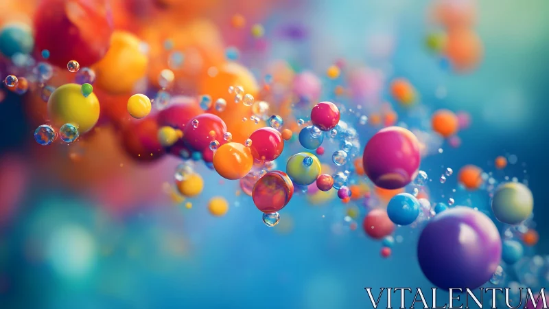 Vibrant floating colorful spheres in abstract digital art style.