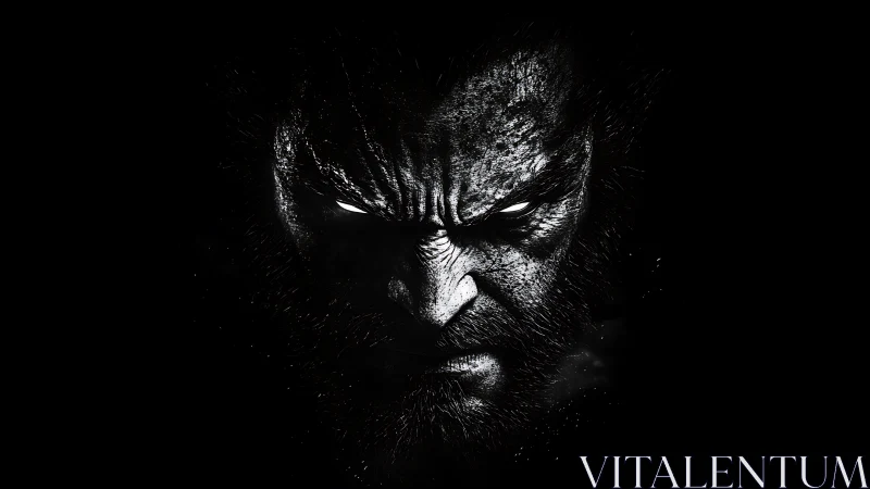 Monochrome feral male portrait with high contrast rim lighting