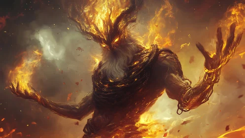 Mythic fire elemental with molten body and blazing crown