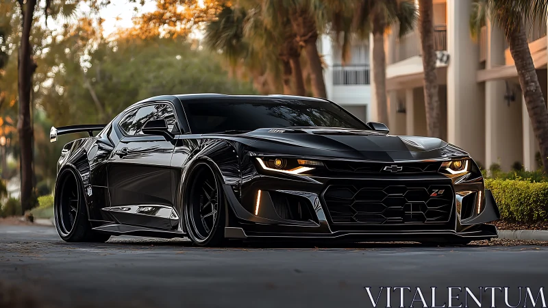 Aero-aggressive black Camaro ZL1 with track-spec bodywork.