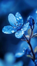 Dewdrops Sparkle on Delicate Blue Petals