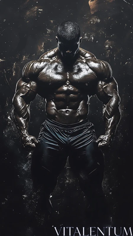 Shadow-forged titan studies his own storm-carved strength