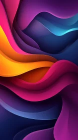 Vibrant layered color waves curve across deep blue space