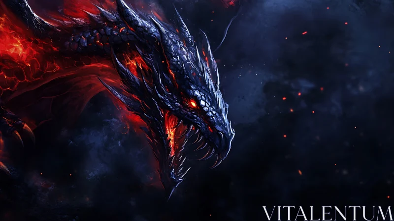 Volcanic chromatic dragon rendered in high-energy detail.