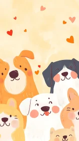 Puppy Parade of Hearts under a Peaches-and-Cream Sky.