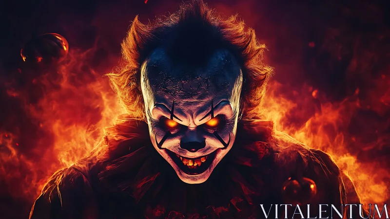 Infernal jester grinning through a carnival of flames.