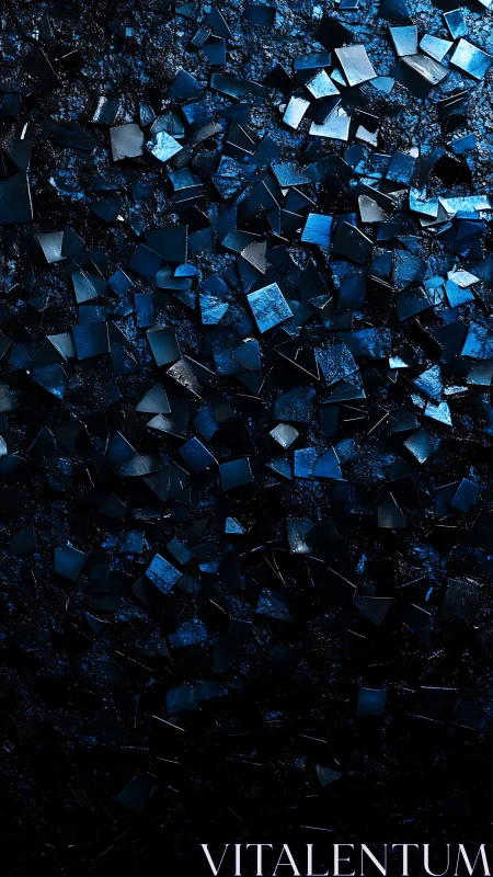 Midnight blue glass shards forming abstract fragmented field.