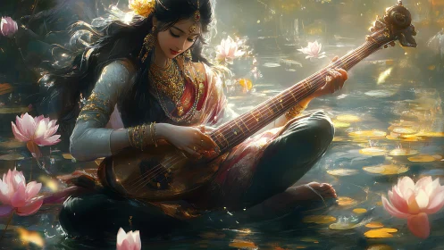 Lotus pond serenade with luminous strings and quiet grace.