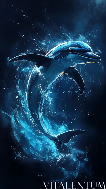 Bioluminescent dolphin rendered in dynamic fluid light field.