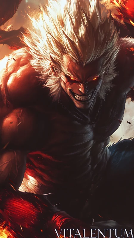 Hyper-muscular infernal warrior rendered in high-contrast digital painting