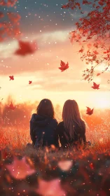 Autumn glow keeps two quiet friends stitched to the horizon.