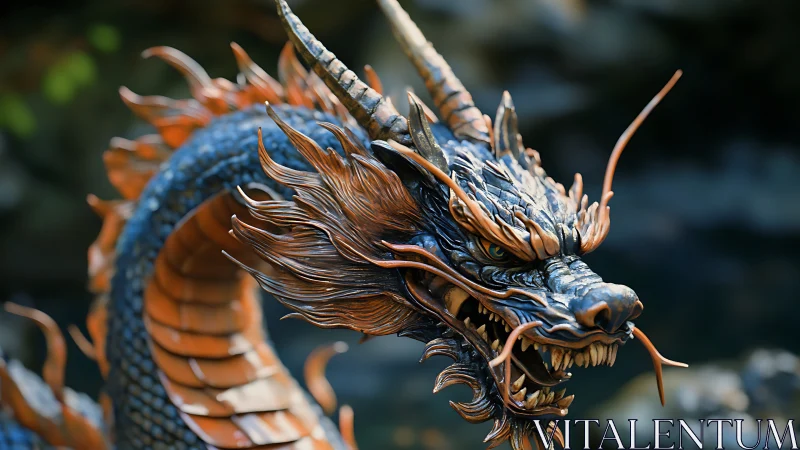 Fierce bronze-scaled dragon coils with vivid, lifelike energy