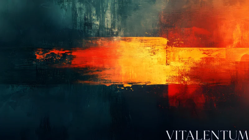 Abstract orange and yellow brushstroke on dark textured background.