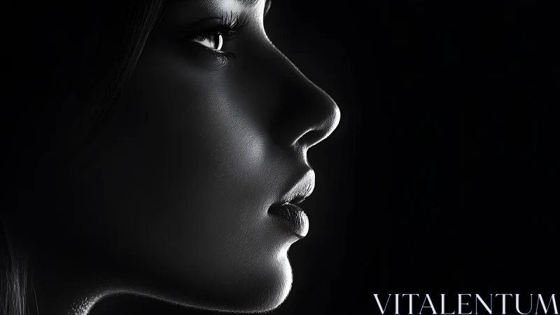 Graceful side profile glows softly against deep shadow