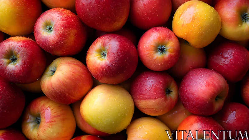 Fresh wet apples fill tight vibrant harvest frame.