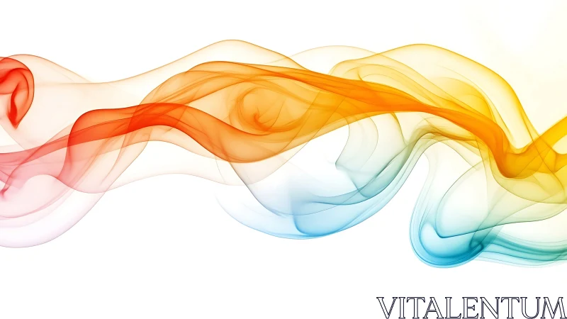 Color gradient smoke wave abstract design on white background.