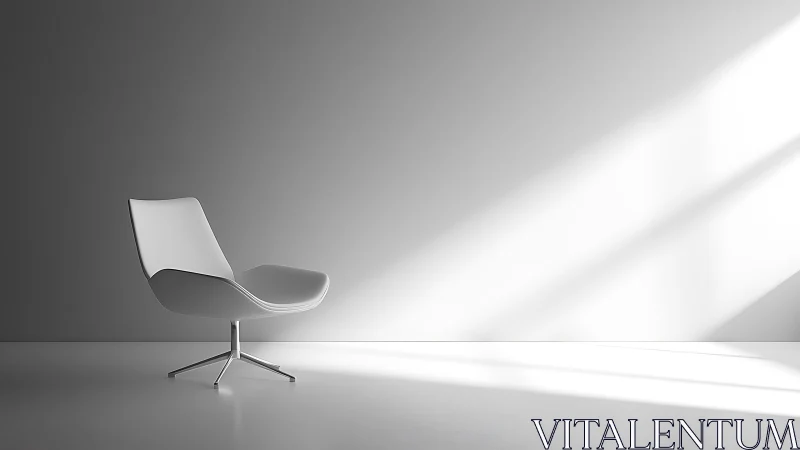 Modern Swivel Chair in Minimalist Interior Space.