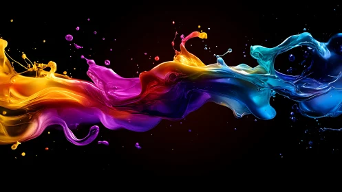 High-viscosity multicolor fluid wave rendered with dynamic splash lighting