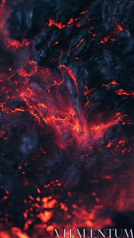 Molten Lava Flow Dancing Through Dark Stone