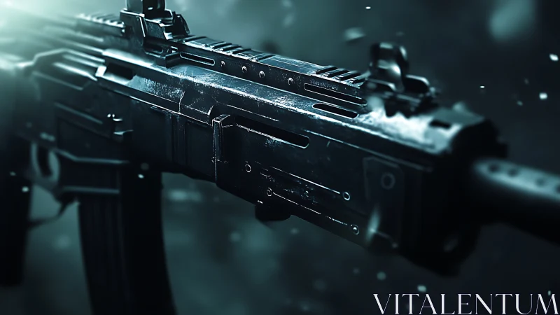 Midnight tactical rifle drifting through icy battlefield hush.