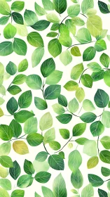 Watercolor green foliage pattern with luminous leaf details.