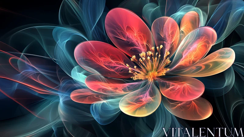 Glowing fractal flower opening in soft luminous colors.